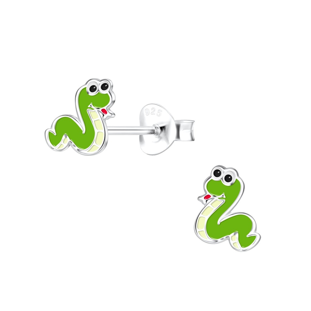 [10024116] Silver Snake Stud Earrings