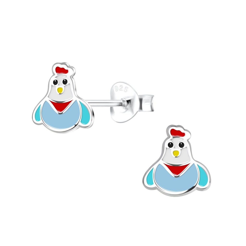 Puces d'oreilles poulet en argent