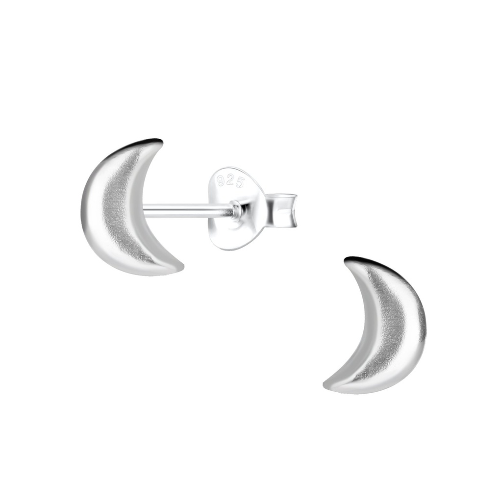 Silver Moon Stud Earrings