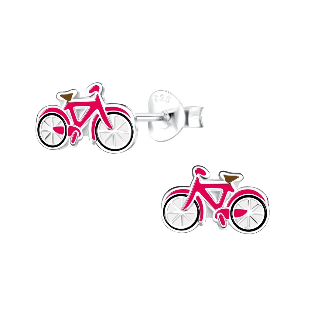 Silver Bicycle Stud Earrings