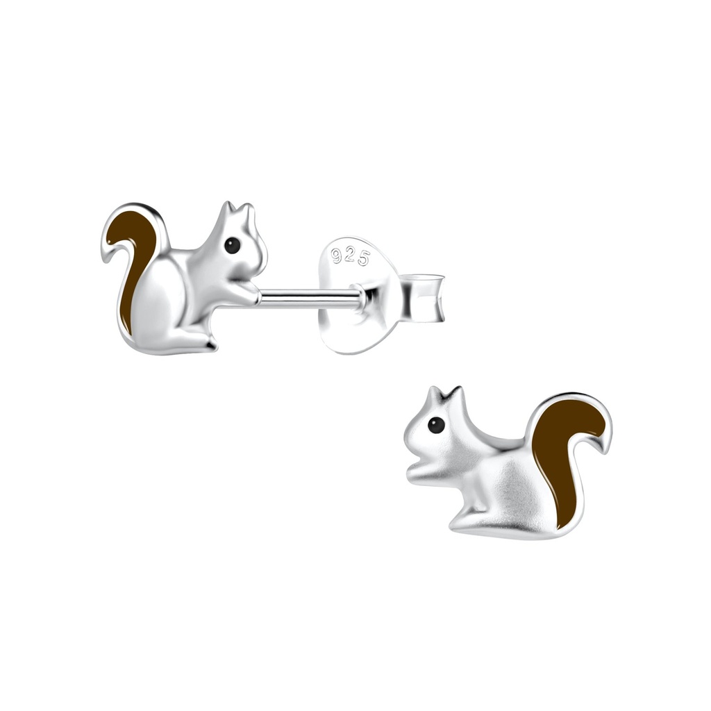 [10023987] Silver Squirrel Stud Earrings