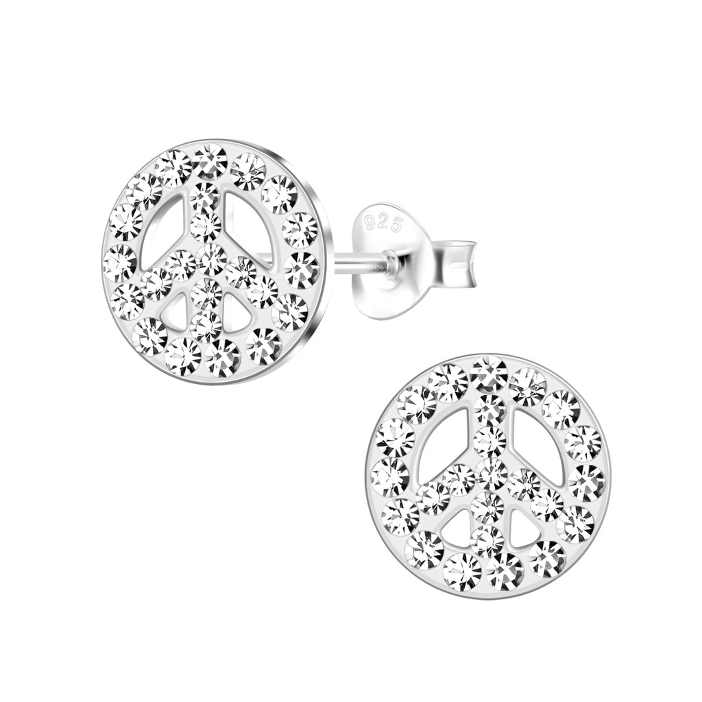 Puces d'oreilles signe de paix en argent