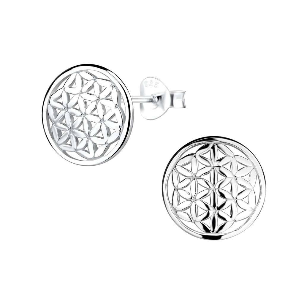 [10022011] Puces d'oreilles fleur en argent