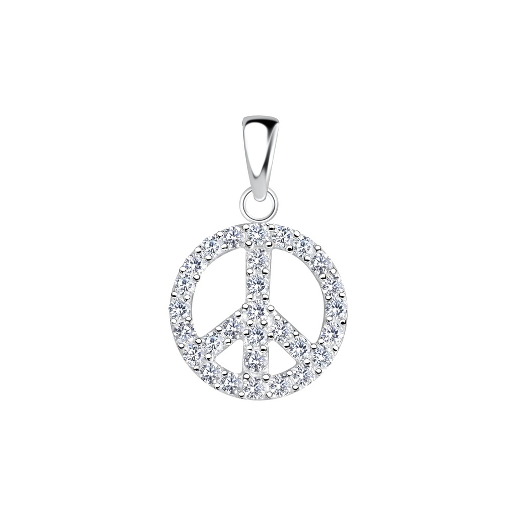 [10022989] Pendentif signe de paix en argent