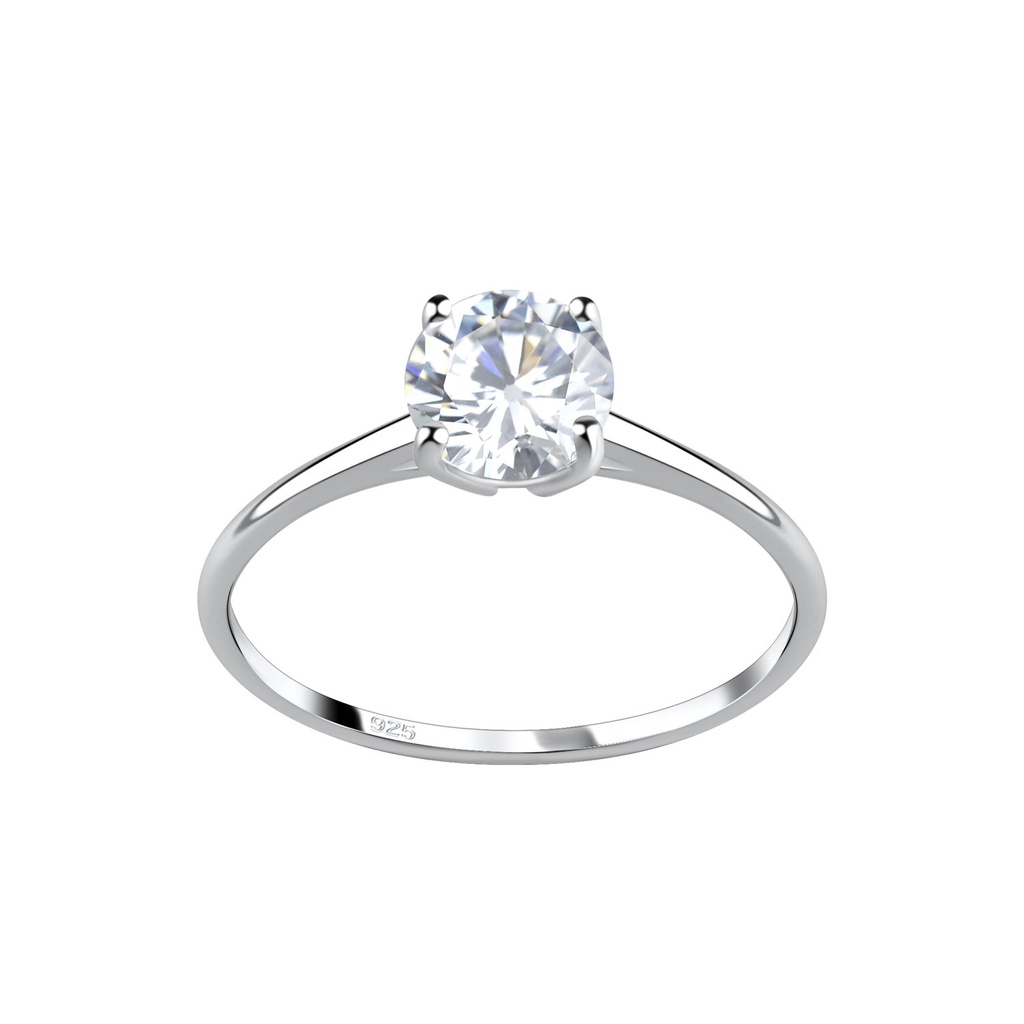 6mm Round Cubic Zirconia Silver Ring
