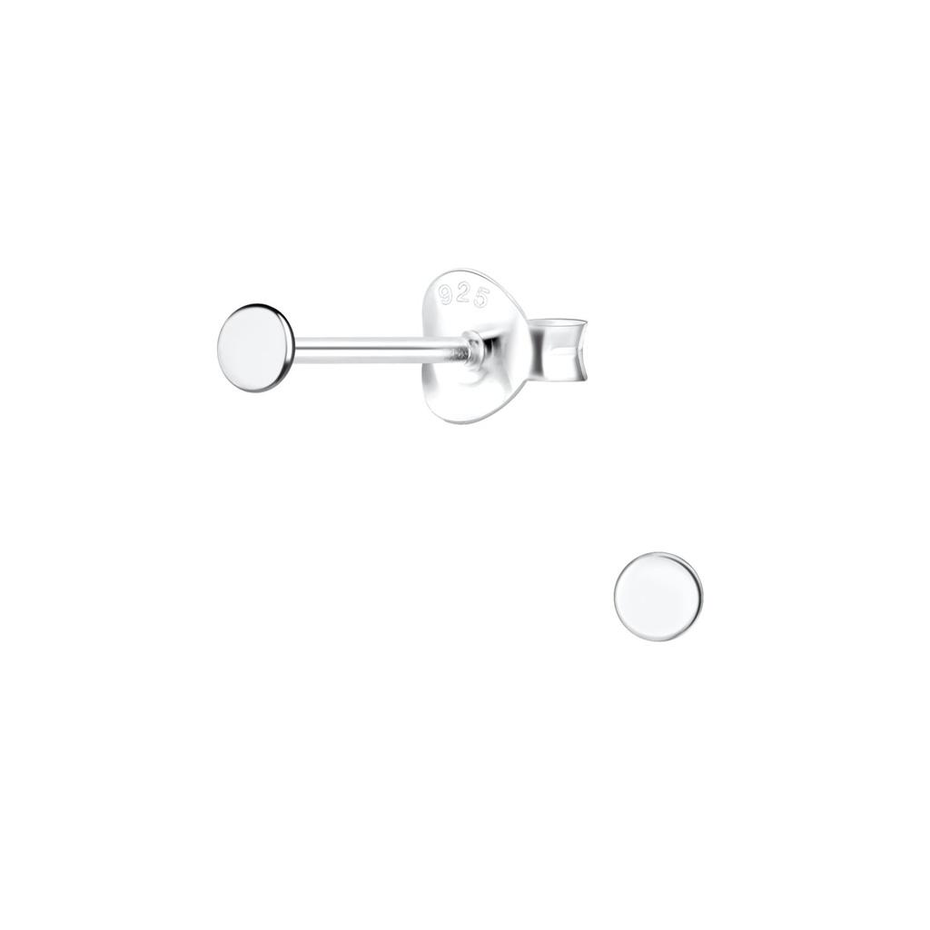 Silver Round Stud Earrings