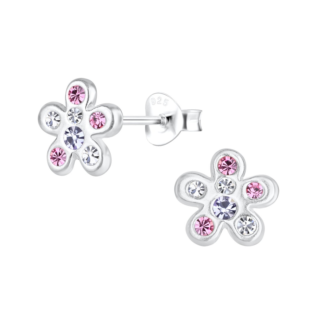 Silver Flower Stud Earrings