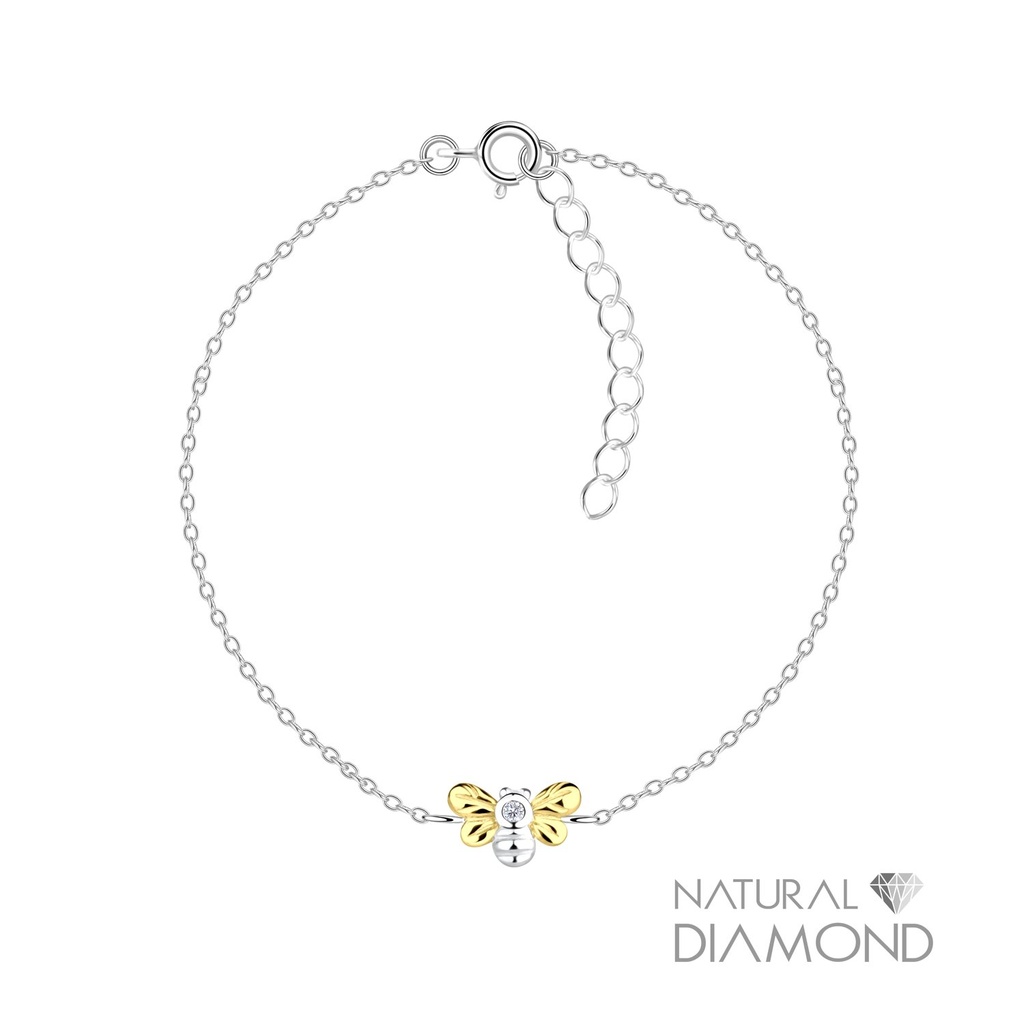 [10022635] Bracelet abeille en argent avec diamant naturel