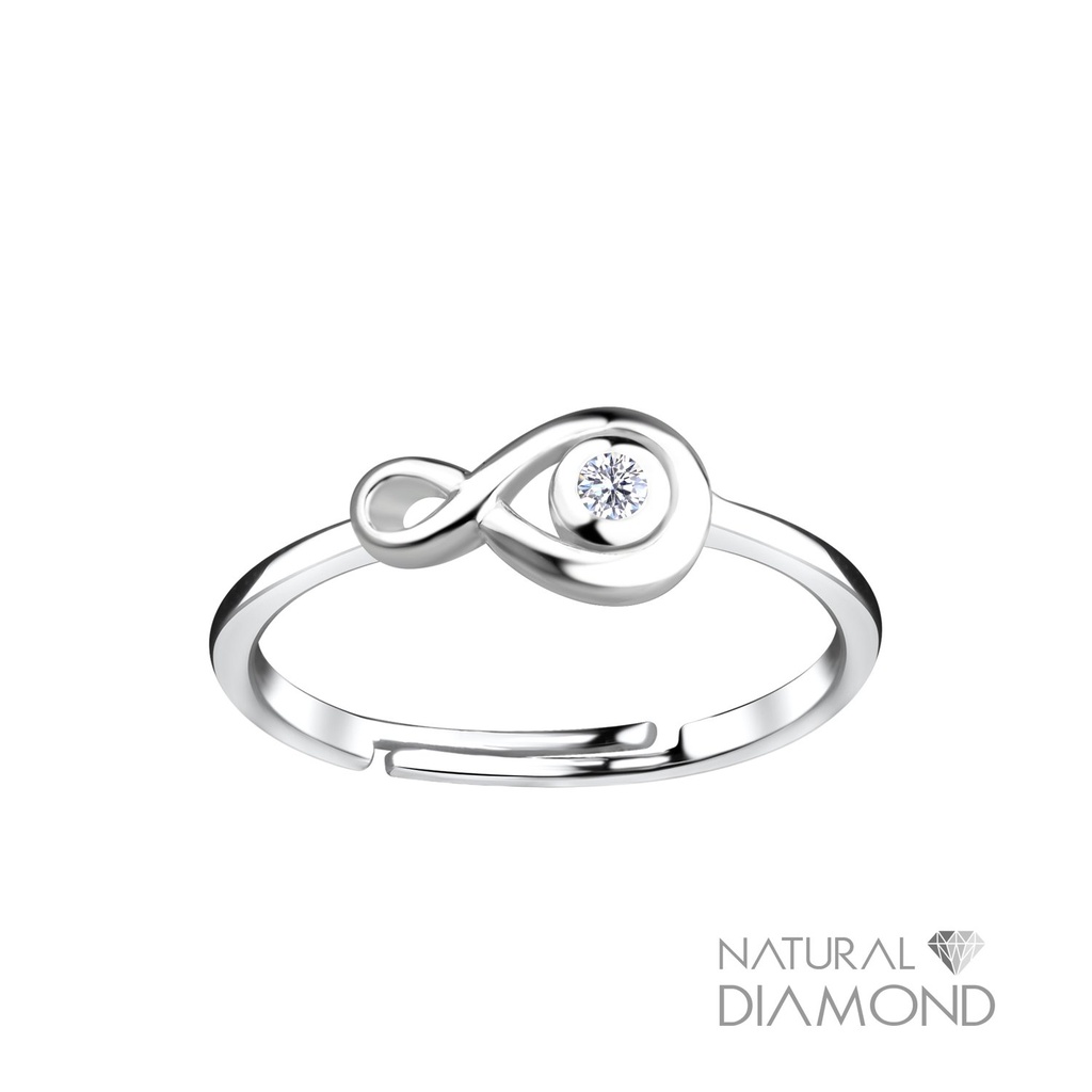 [10022621] Bague réglable infini en argent avec diamant naturel