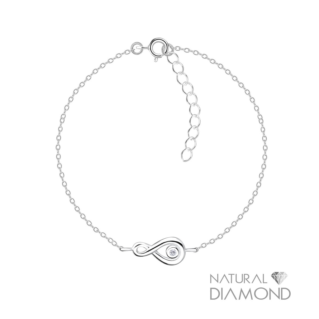 [10022622] Silver Infinity Bracelet With Natural Diamond