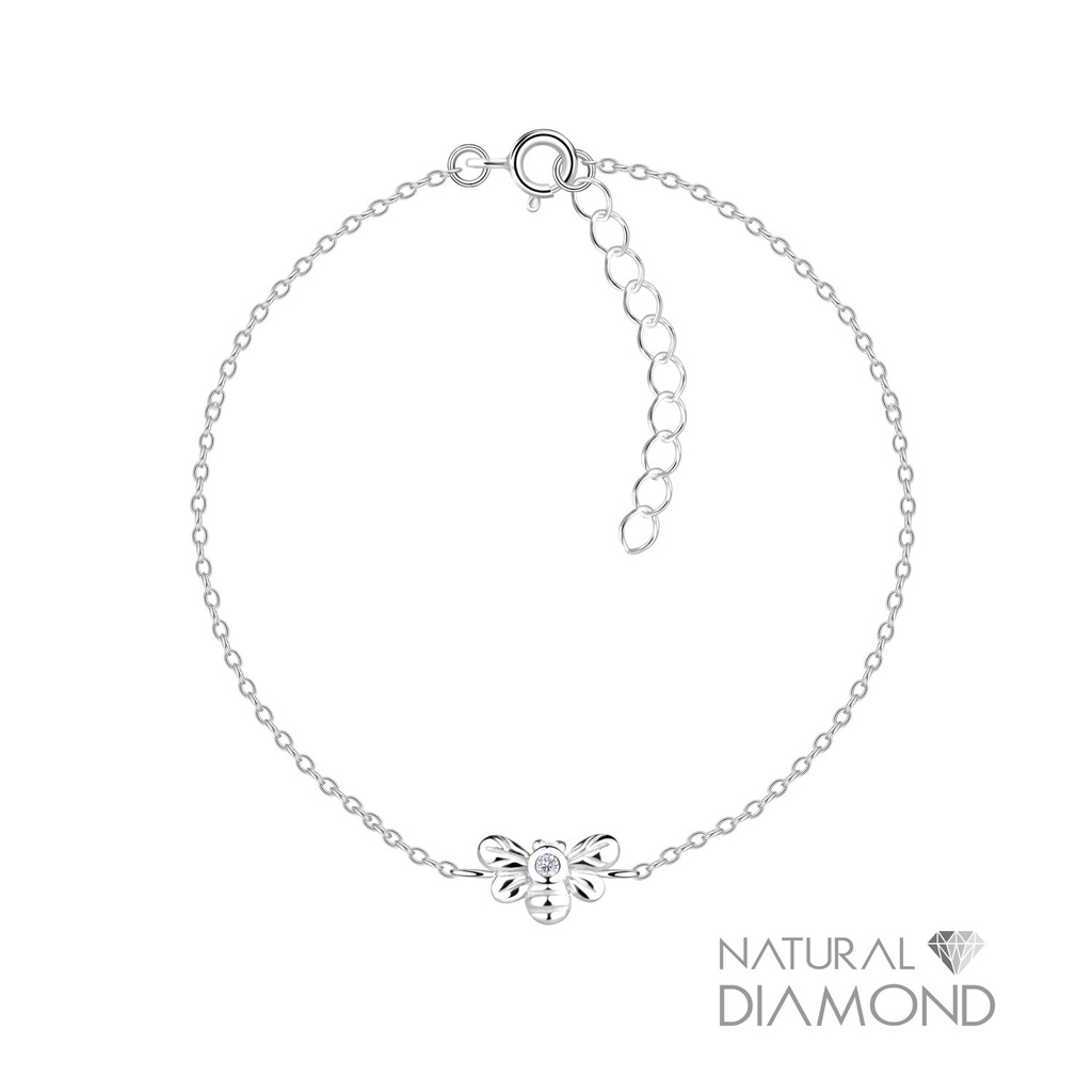[10022636] Bracelet abeille en argent avec diamant naturel