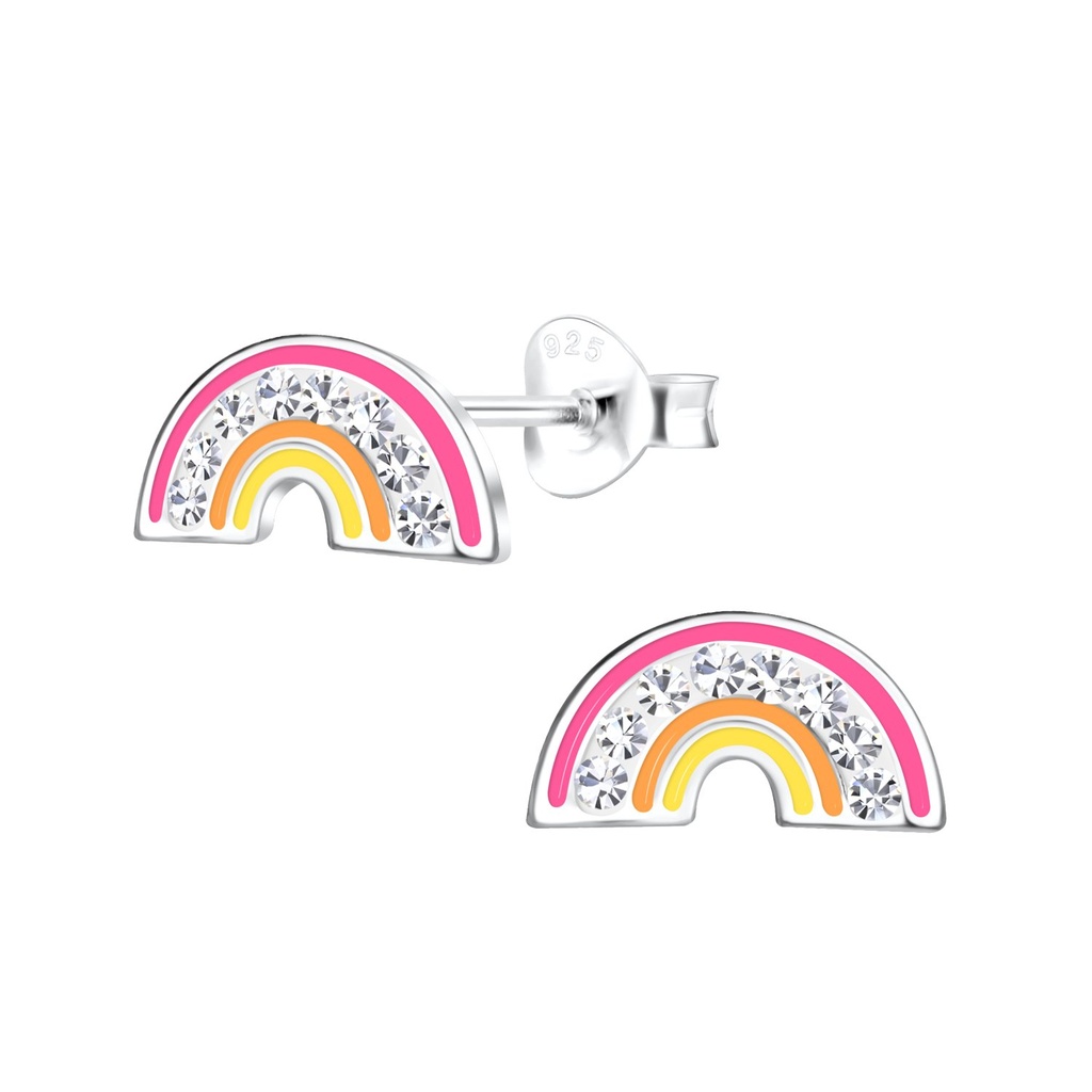 Silver Rainbow Stud Earrings