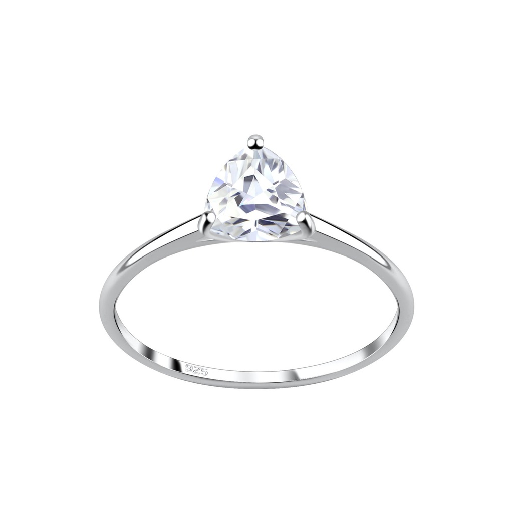 Bague en argent zircon trillion 6 mm