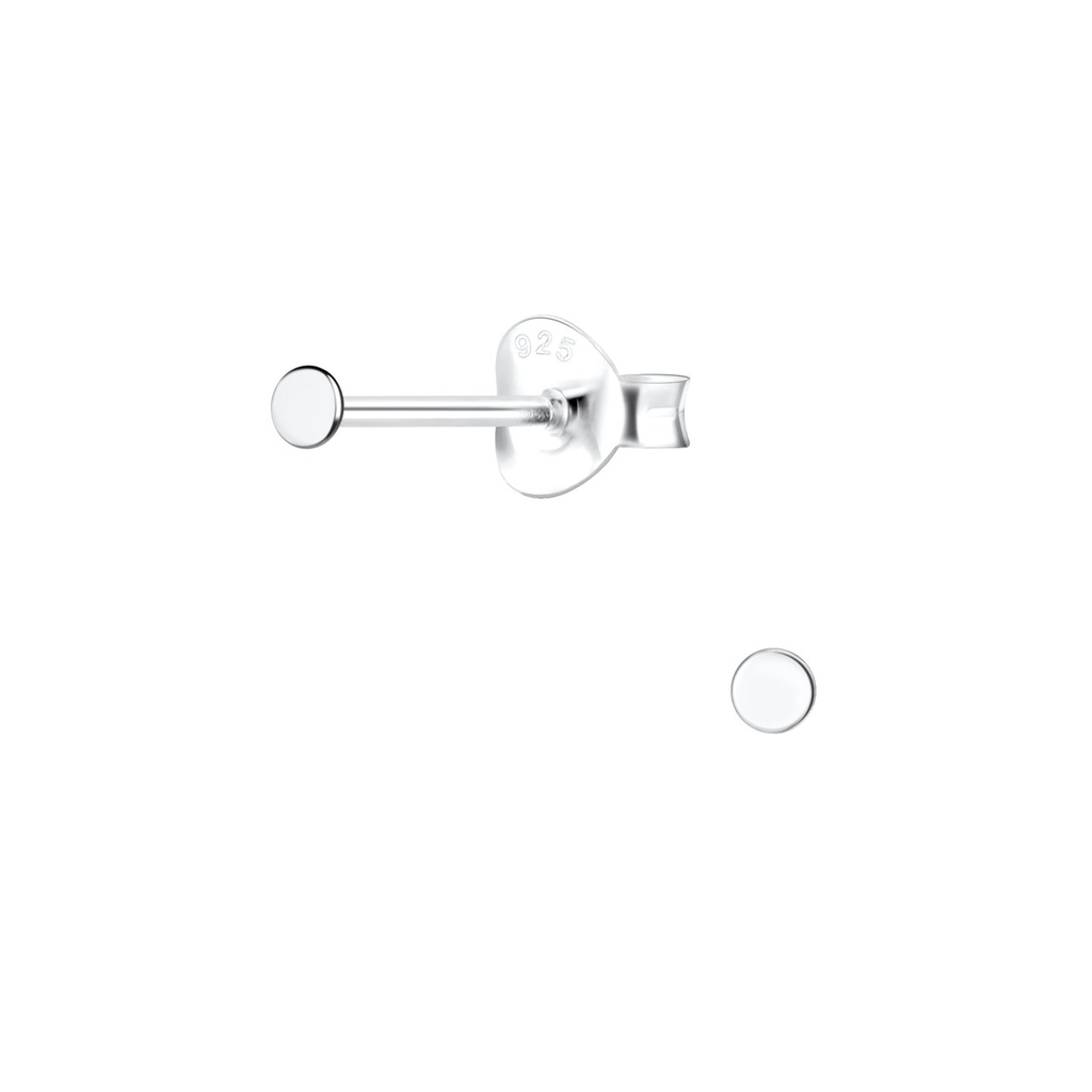 Silver Round Stud Earrings