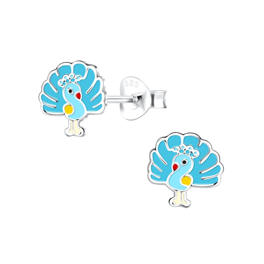 [10023245] Puces d'oreilles paon en argent