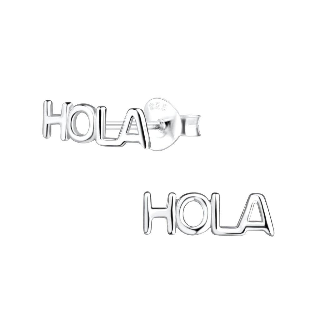 Silver HOLA Stud Earrings