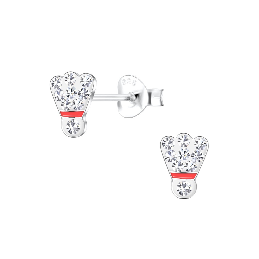Puces d'oreilles volant de badminton en argent