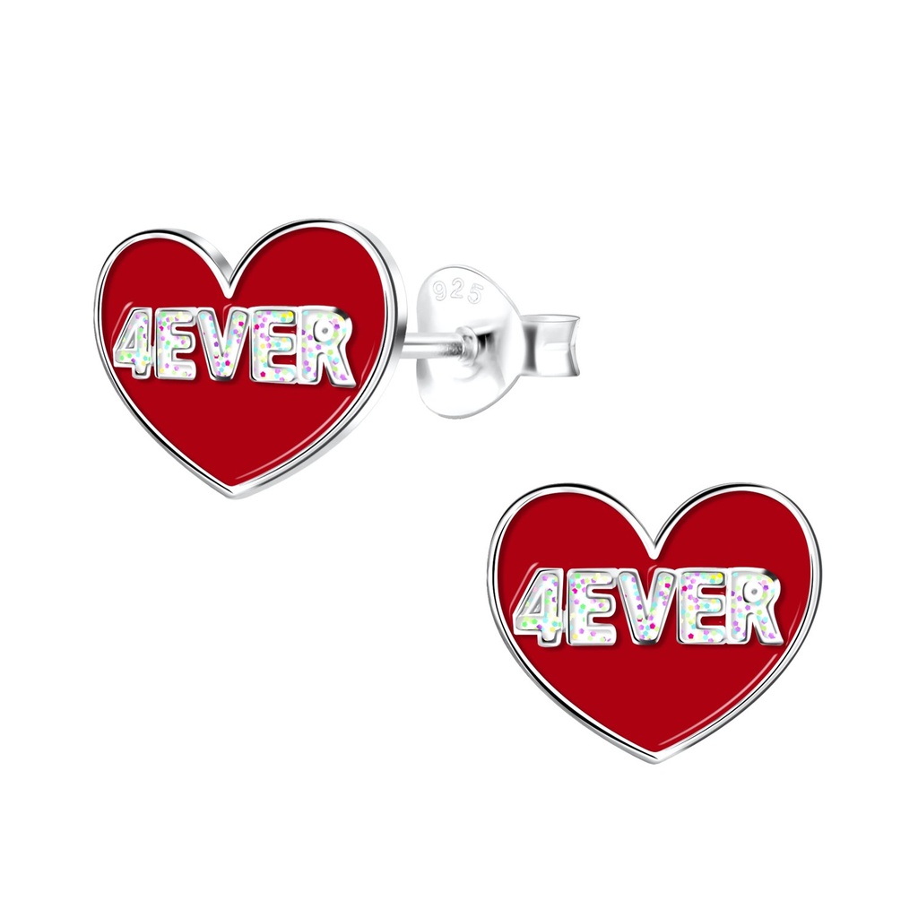 Silver 4Ever Heart Stud Earrings