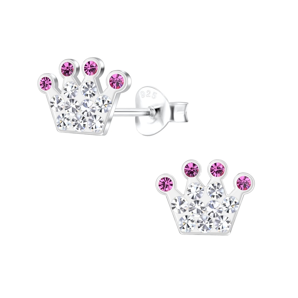 Silver Crown Stud Earrings