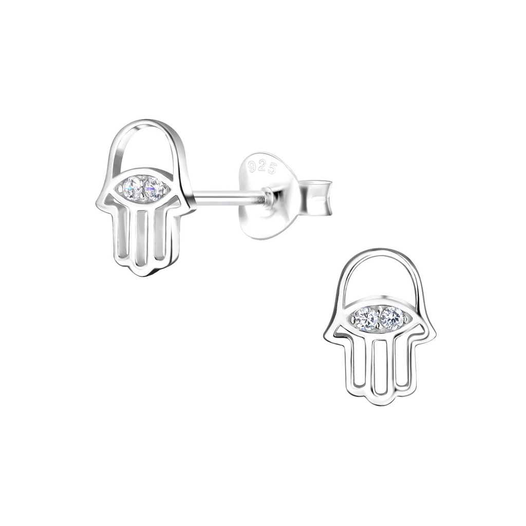 Puces d'oreilles main de Fatma en argent