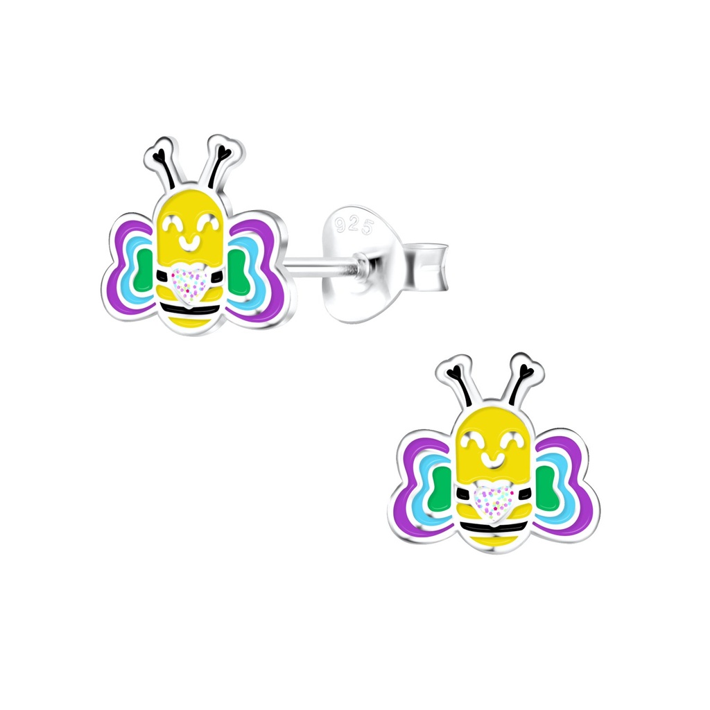 Puces d'oreilles abeille en argent