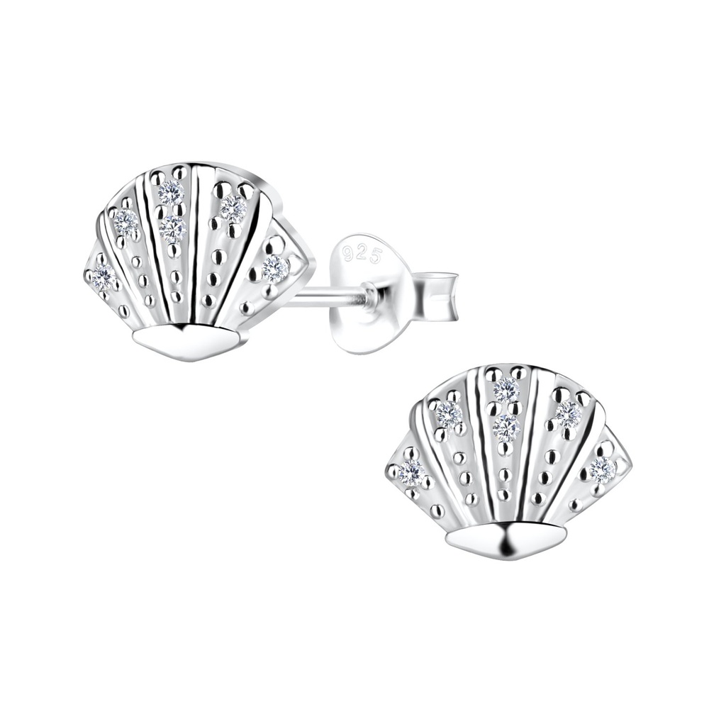 [10022796] Silver Shell Stud Earrings