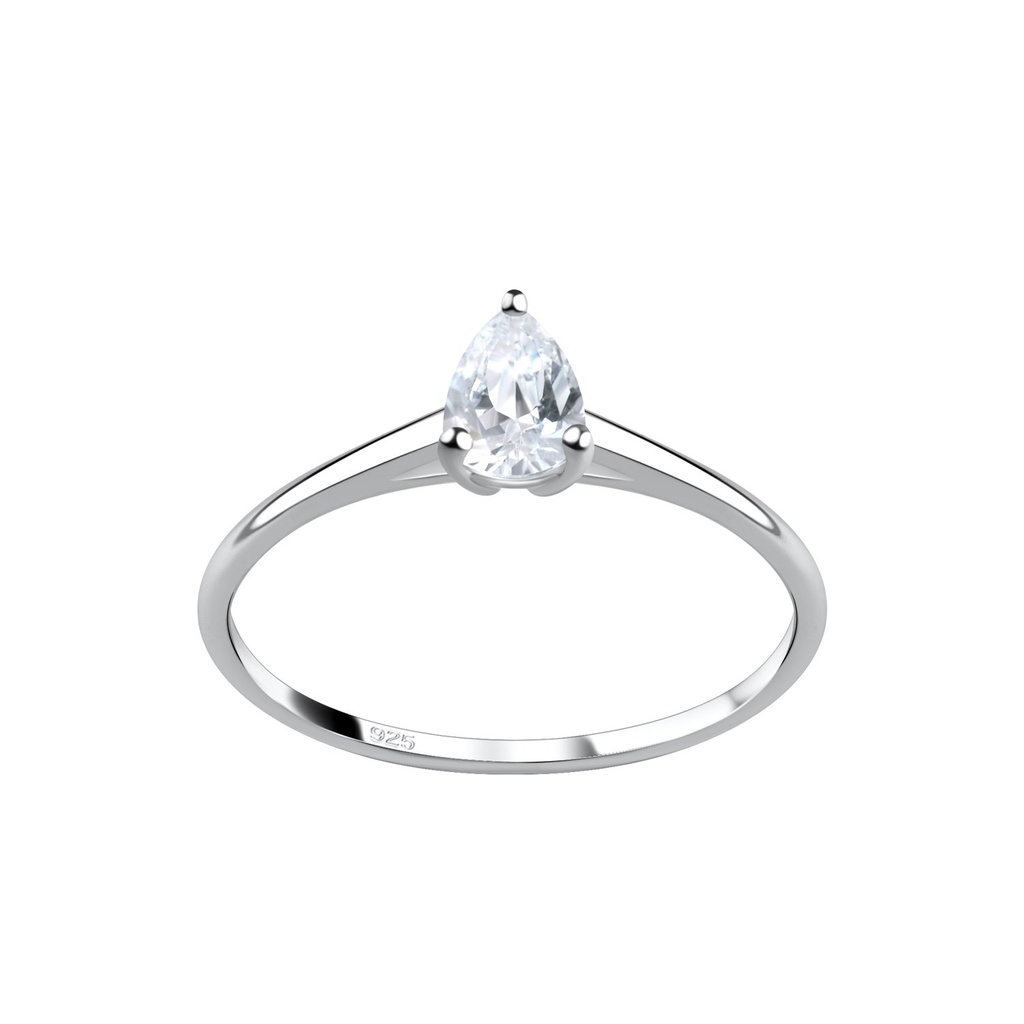 4x6mm Pear Cubic Zirconia Silver Ring