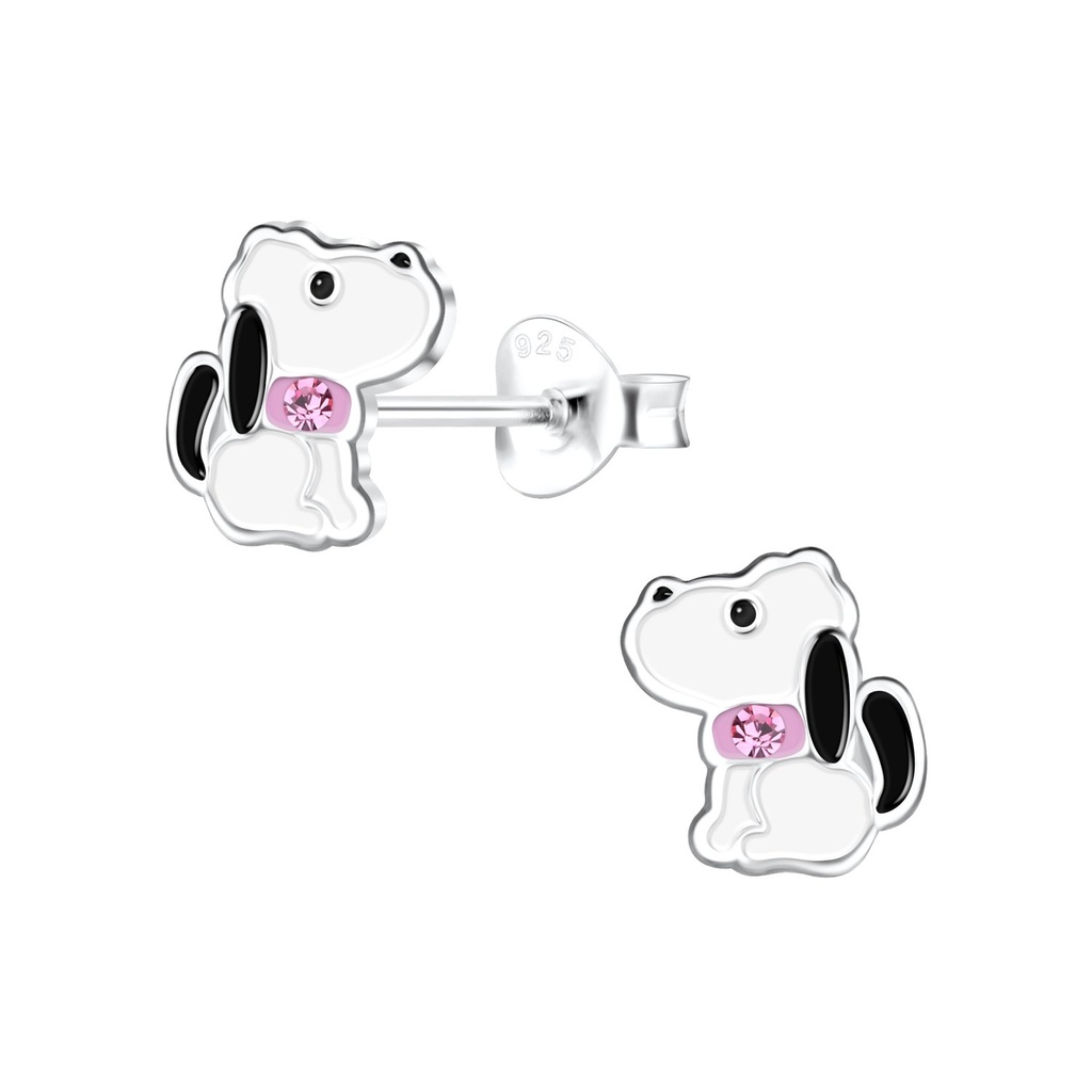 Silver Beagle Dog Stud Earrings