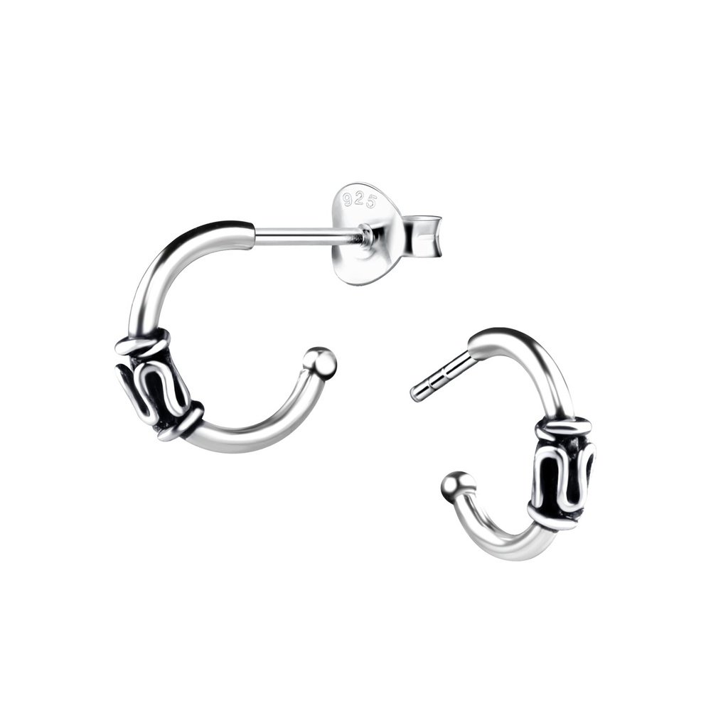 Puces d'oreilles demi-créole en argent