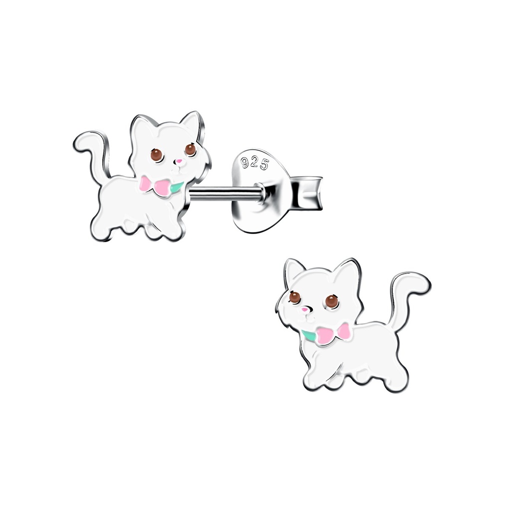 Puces d'oreilles chat en argent