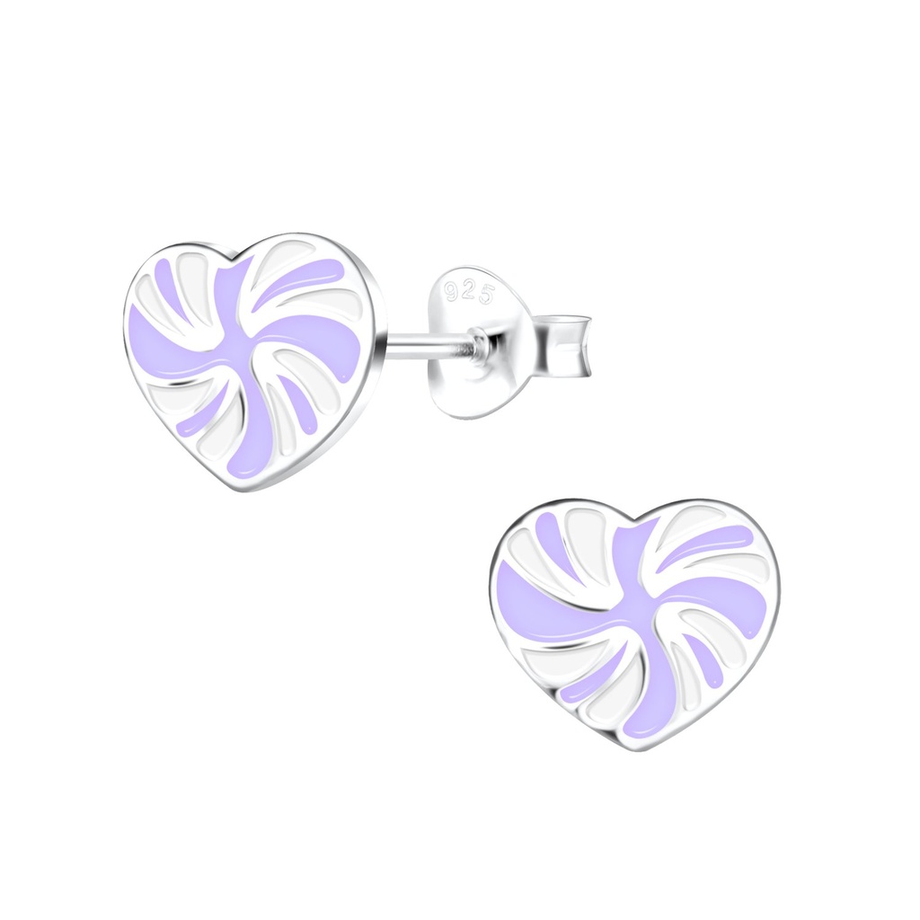 Puces d'oreilles cœur spirale en argent