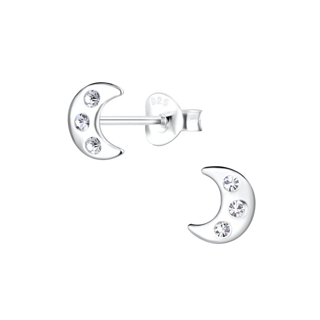 Puces d'oreilles lune en argent