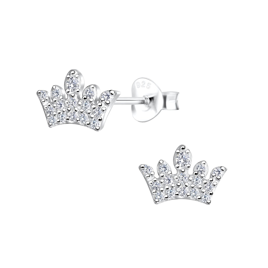 Silver Crown Stud Earrings