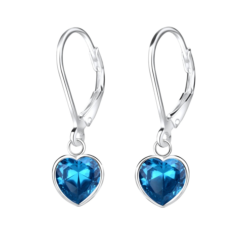 7mm Heart Cubic Zirconia Silver Lever Back Earrings