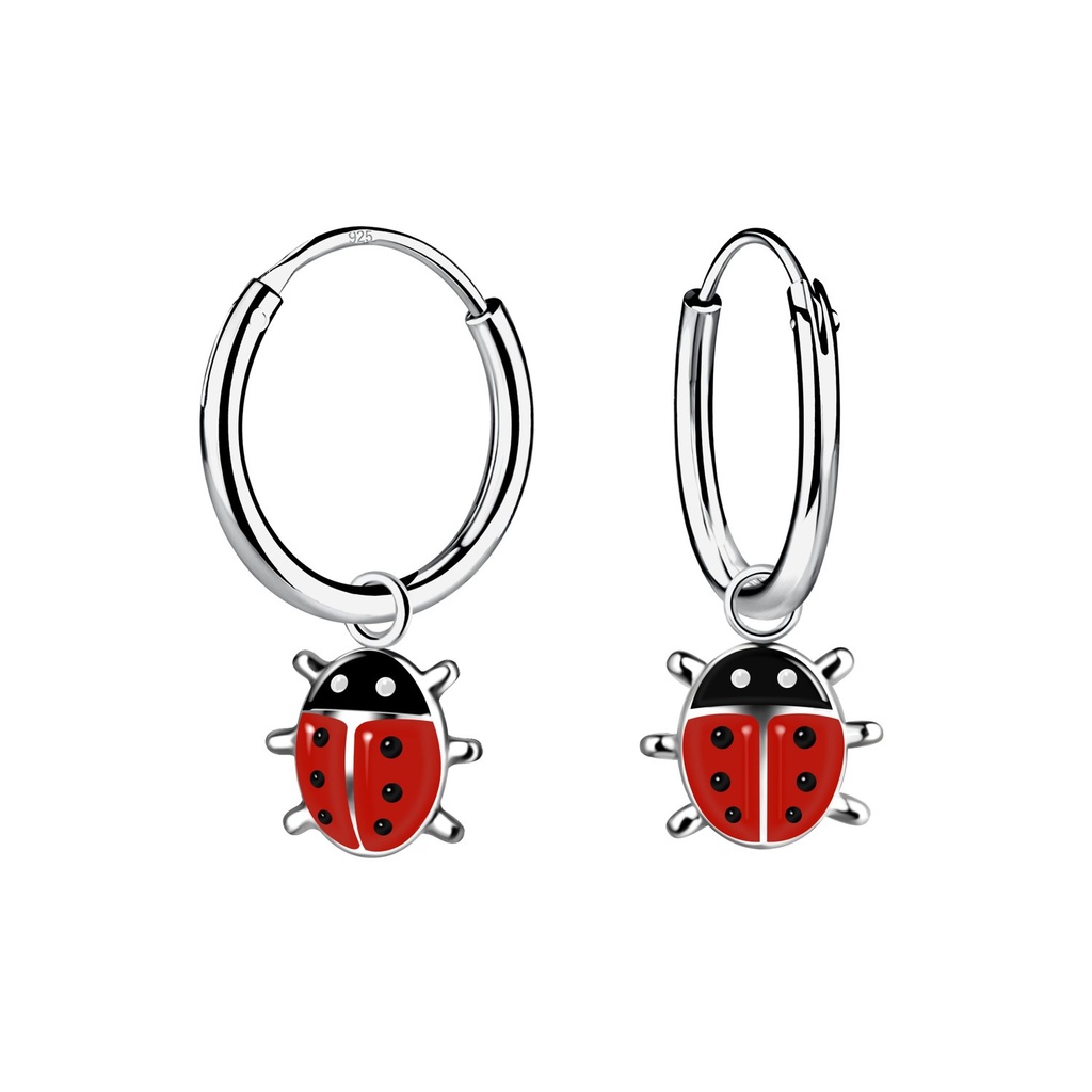 Créoles breloque coccinelle en argent