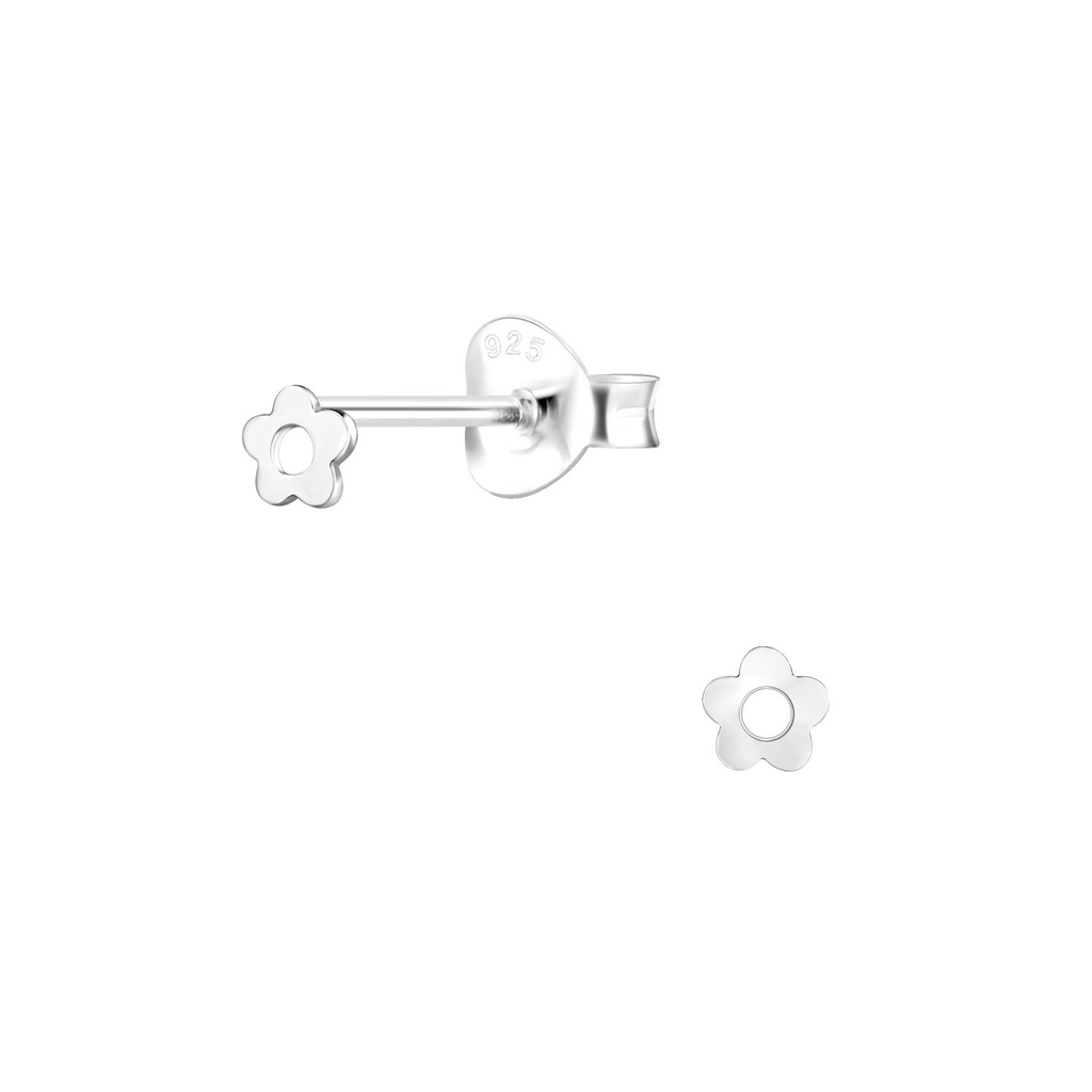 Puces d'oreilles fleur en argent