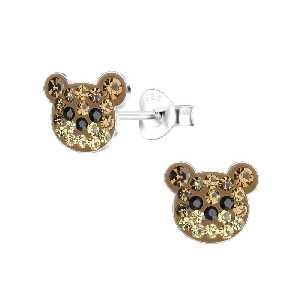 Puces d'oreilles ours en argent cristal