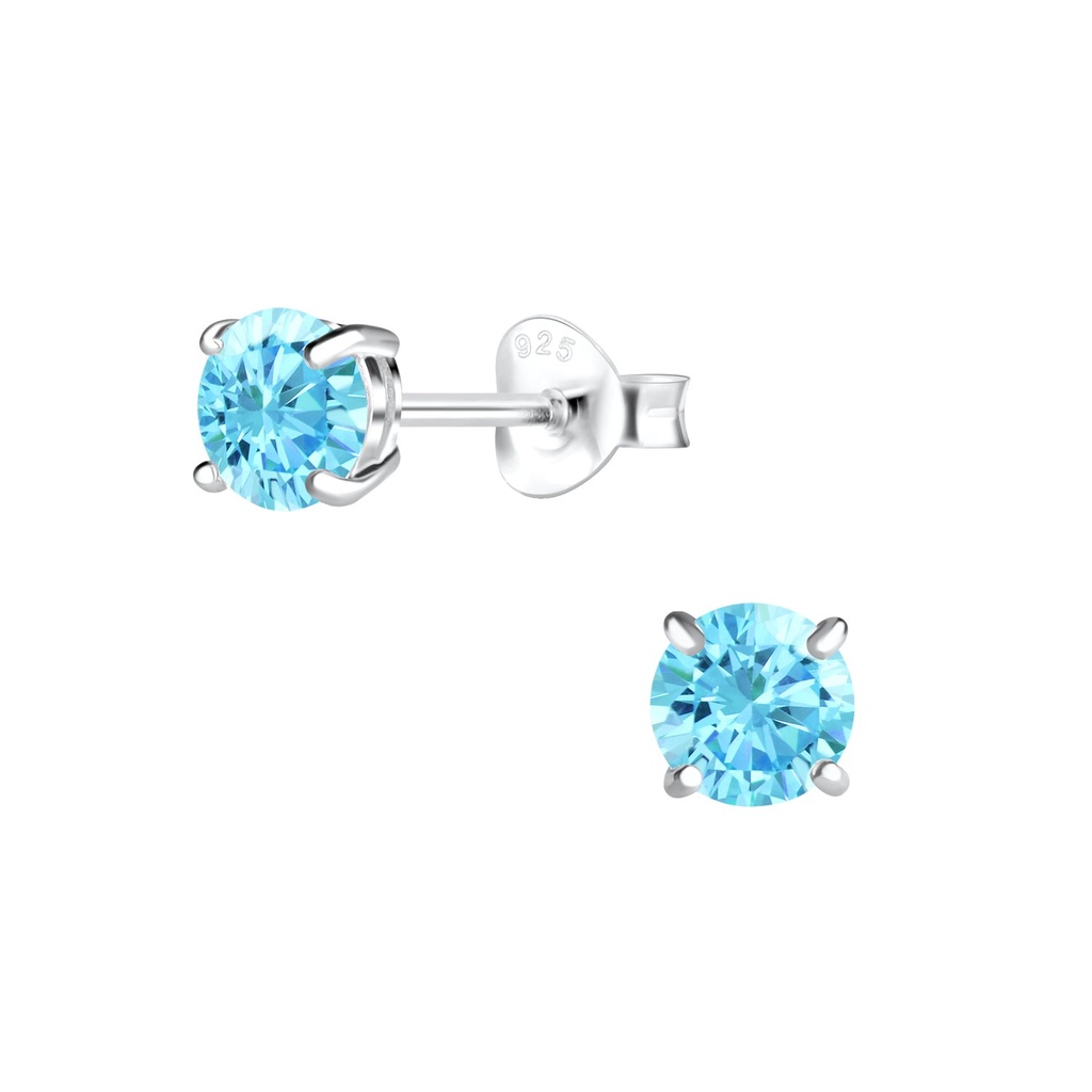 5mm Round Cubic Zirconia Silver Stud Earrings