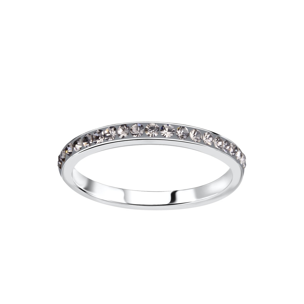 [10016074] 2mm Band Crystal Silver Ring (EU 52 / US 6)