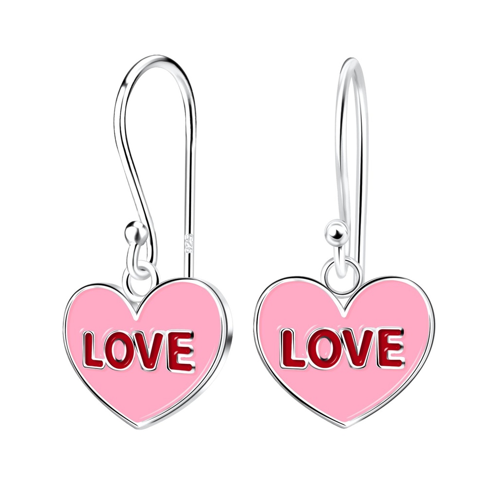 Boucles d'oreilles cœur amour en argent