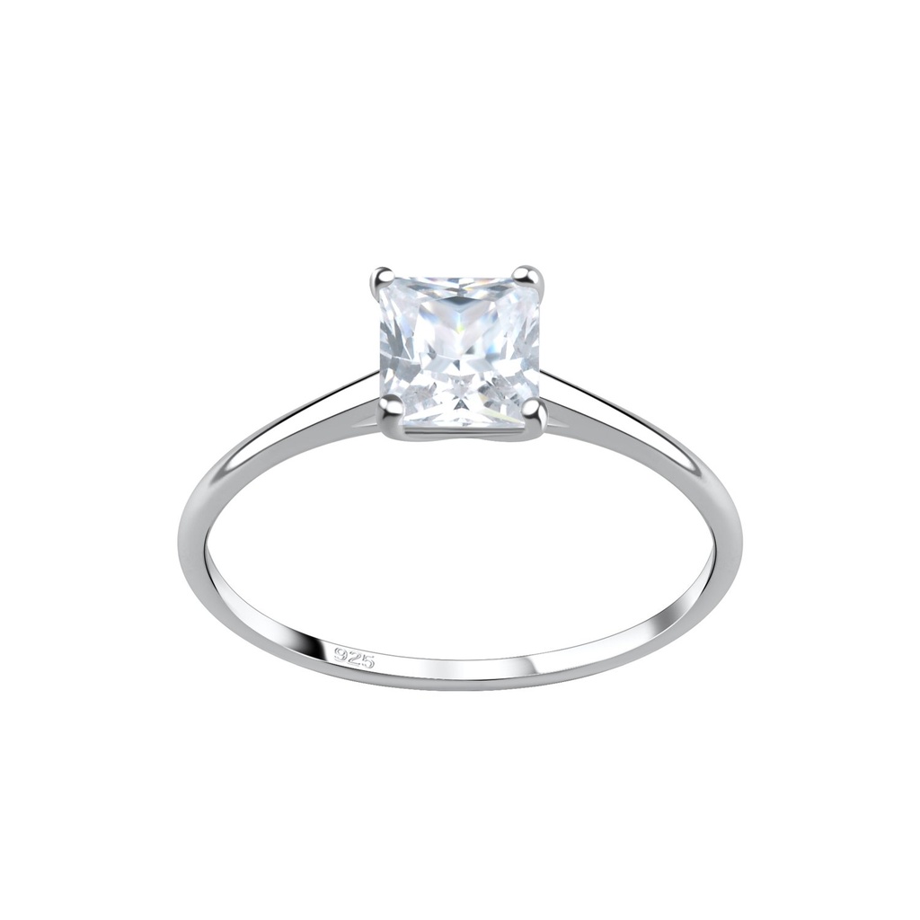 Bague en argent zircon carré 5 mm