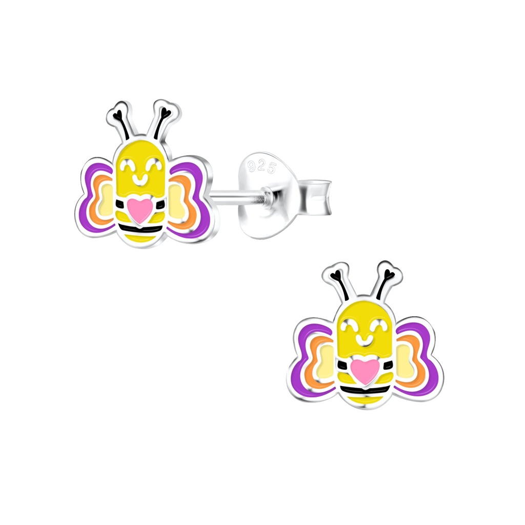 Puces d'oreilles abeille en argent