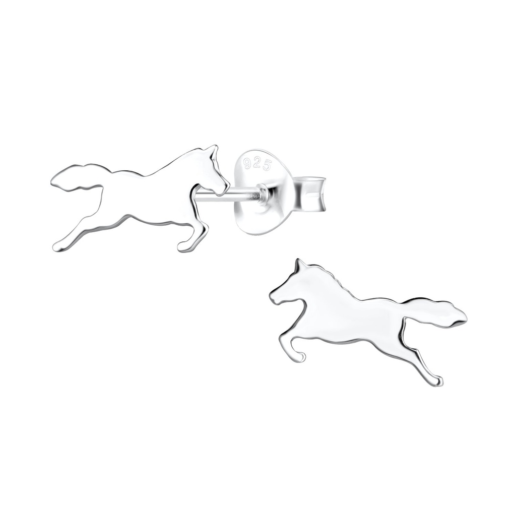 [10022314] Silver Horse Stud Earrings