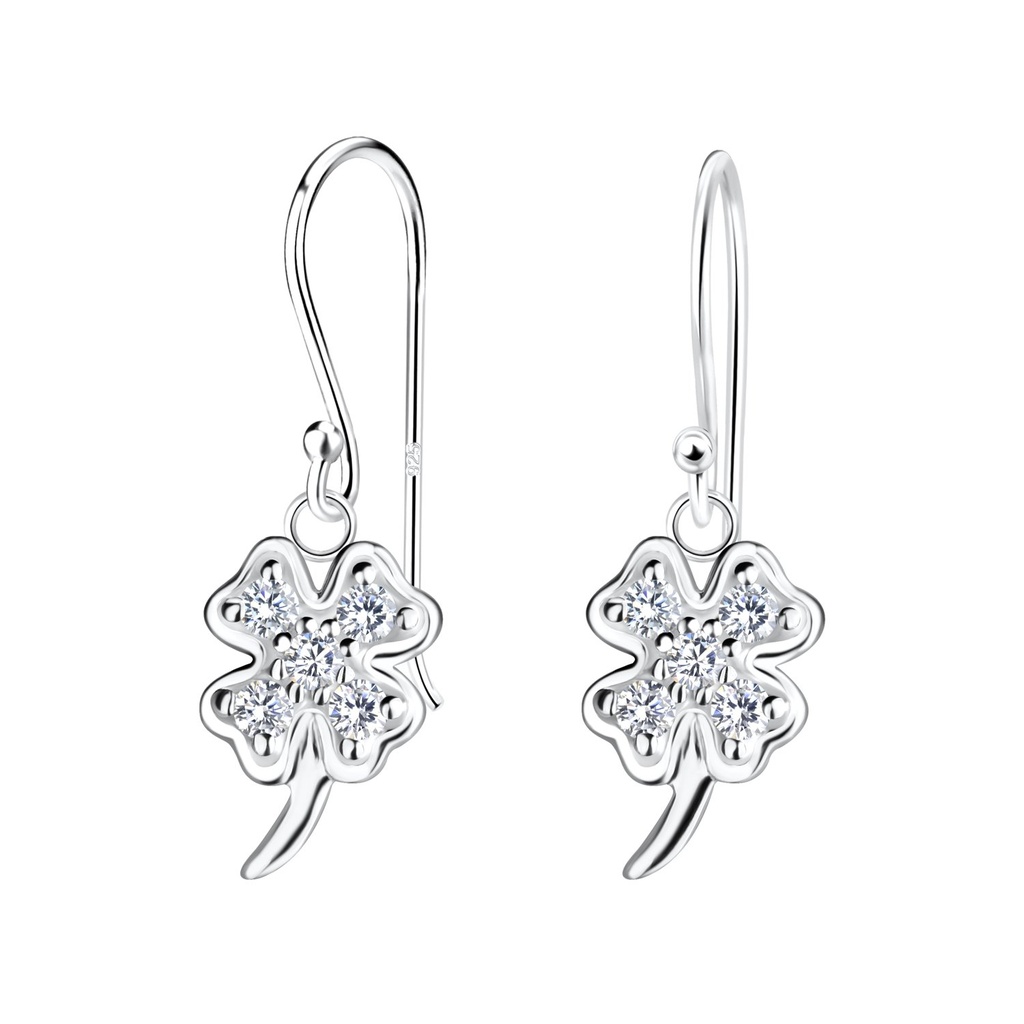 [10022581] Boucles d'oreilles trèfle en argent