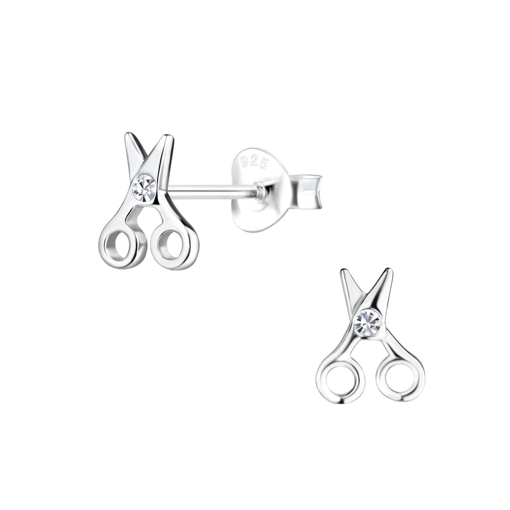 Puces d'oreilles ciseaux en argent