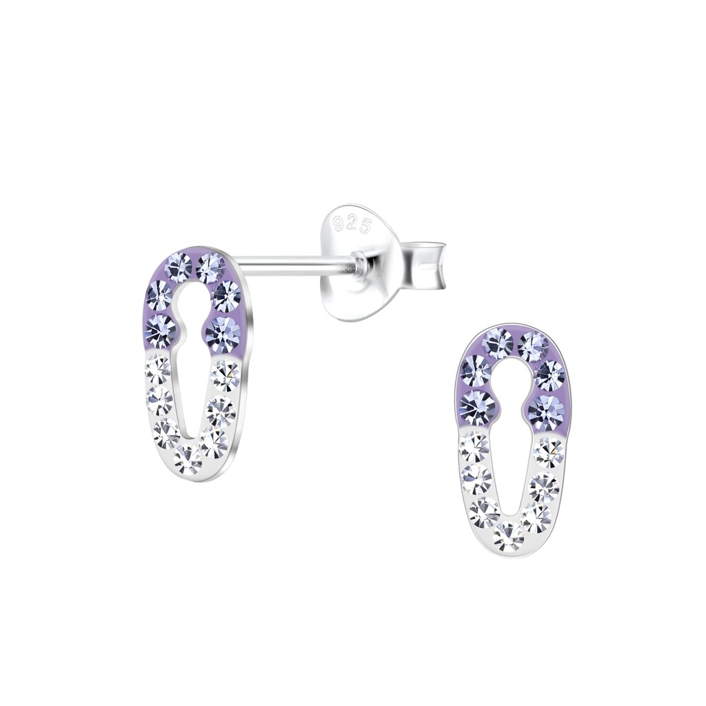Silver Safety Pin Stud Earrings