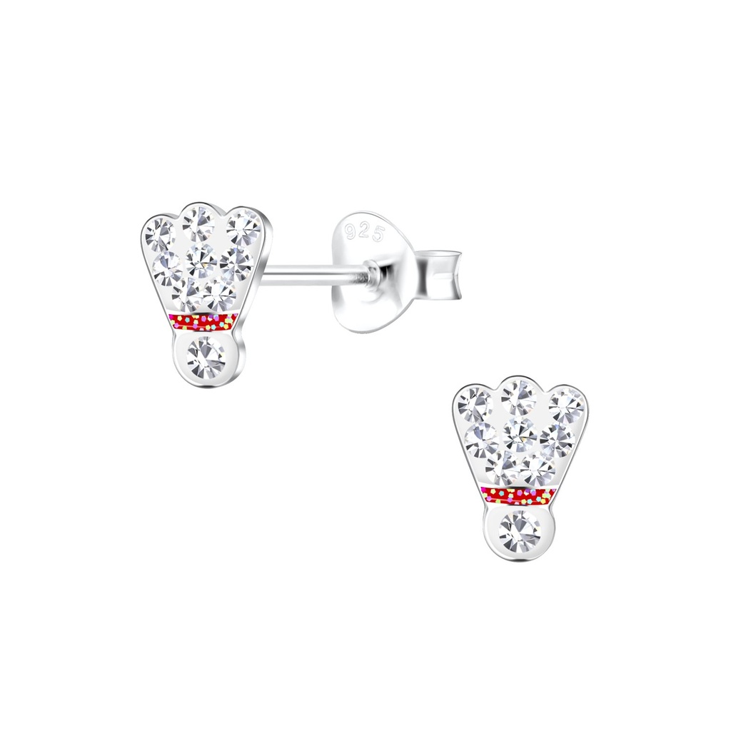 [10023332] Puces d'oreilles volant de badminton en argent