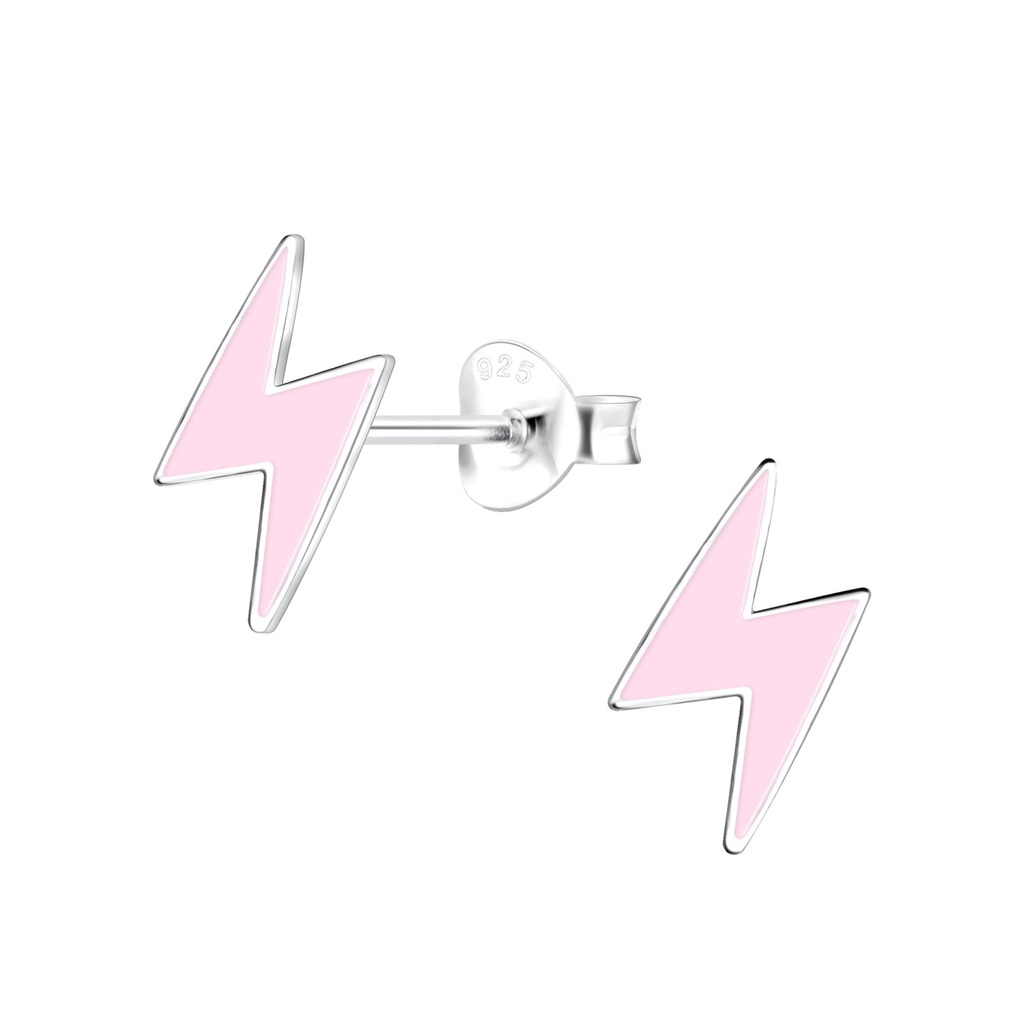 Silver Lightning Bolt Stud Earrings