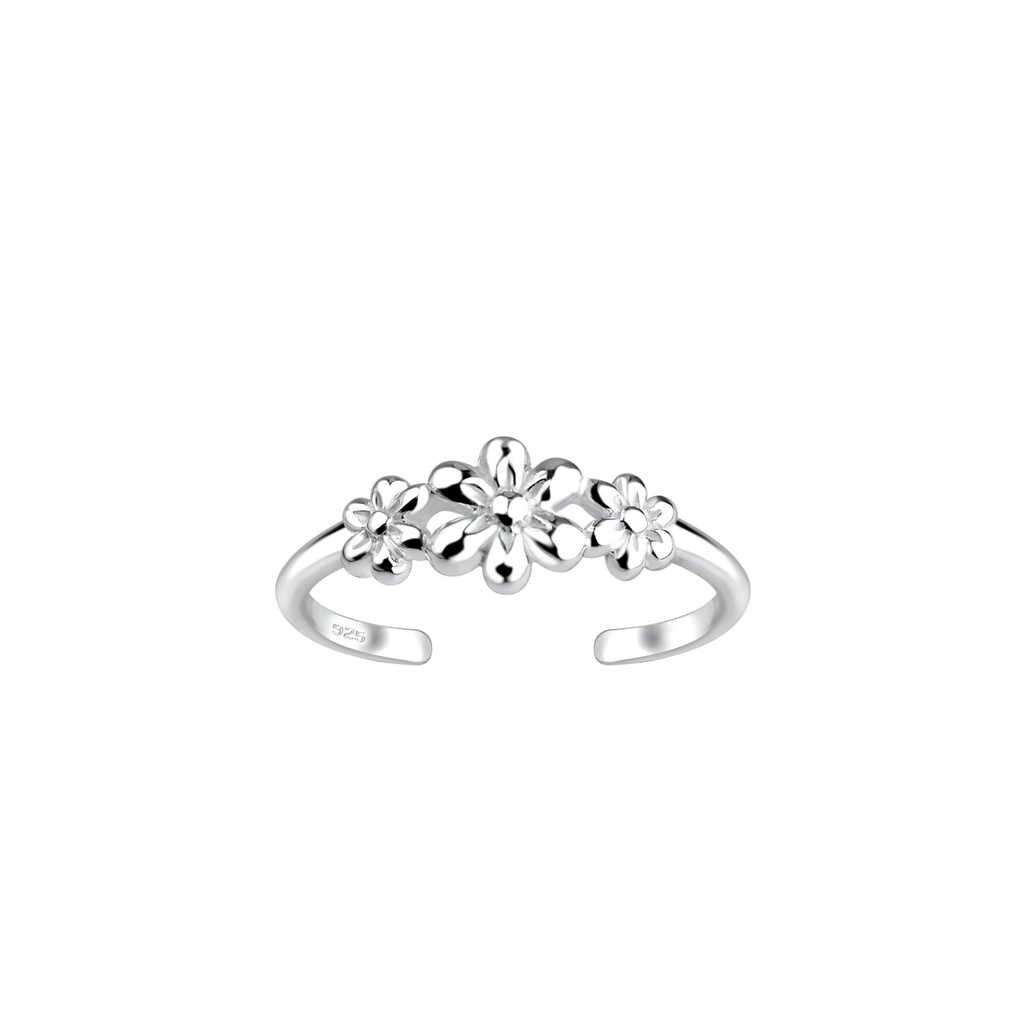 [10022850] Silver Flower Toe Ring