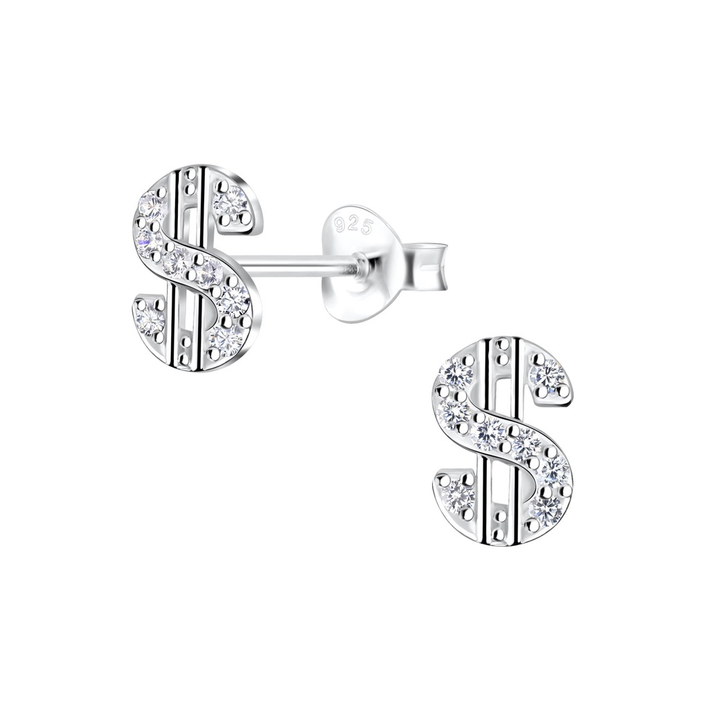 Puces d'oreilles signe dollar en argent